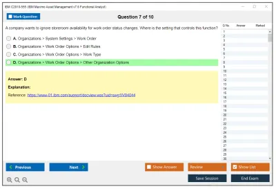 IBM C2010-555 IBM Maximo Asset Management v7.6 Functional Analyst Practice test exam simulator test engine exam Prep practice test questions answers Image 7