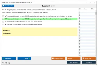 Juniper JN0-1332 Security Design. Specialist (JNCDS-SEC) Practice test exam simulator test engine exam Prep practice test questions answers Image 7
