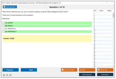 SAP C_BOWI_4302 SAP Certified Application Associate - SAP BusinessObjects Web Intelligence 4.3 Practice test exam simulator test engine exam Prep practice test questions answers Image 1