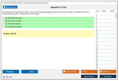 Cima BA4 Fundamentals of Ethics, Corporate Governance and Business Law Practice test exam simulator test engine exam Prep practice test questions answers Image 3