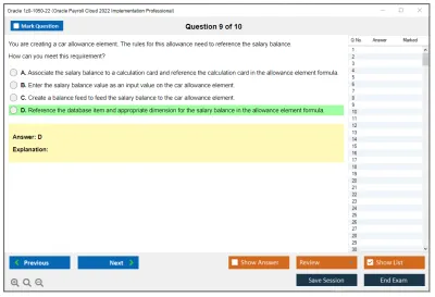 Oracle 1z0-1050-22 Oracle Payroll Cloud 2022 Implementation Professional Practice test exam simulator test engine exam Prep practice test questions answers Image 9