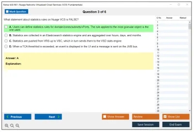 Nokia 4A0-N01 Nuage Networks Virtualized Cloud Services (VCS) Fundamentals Practice test exam simulator test engine exam Prep practice test questions answers Image 3