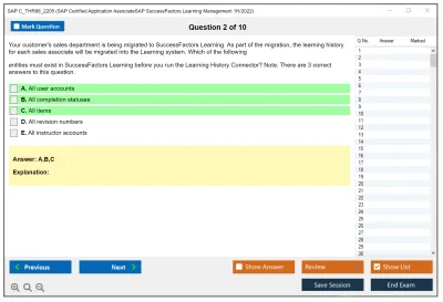 SAP C_THR88_2205 SAP Certified Application AssociateSAP SuccessFactors Learning Management 1H/2022 Practice test exam simulator test engine exam Prep practice test questions answers Image 2