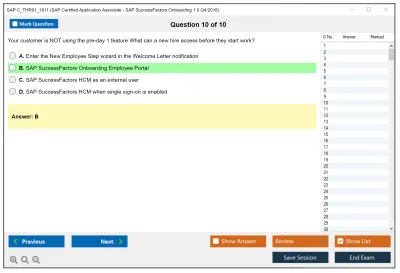 SAP C_THR91_1811 SAP Certified Application Associate - SAP SuccessFactors Onboarding 1.0 Q4/2018 Practice test exam simulator test engine exam Prep practice test questions answers Image 10