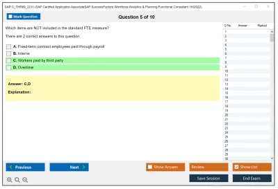 SAP C_THR89_2211 SAP Certified Application AssociateSAP SuccessFactors Workforce Analytics & Planning Functional Consultant 1H/2022 Practice test exam simulator test engine exam Prep practice test questions answers Image 5