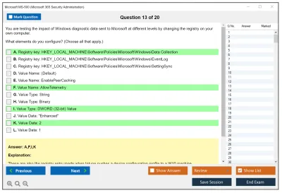 Microsoft MS-500 Microsoft 365 Security Administration Practice test exam simulator test engine exam Prep practice test questions answers Image 13