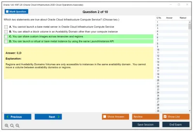 Oracle 1z0-1067-20 Oracle Cloud Infrastructure 2020 Cloud Operations Associate Practice test exam simulator test engine exam Prep practice test questions answers Image 2