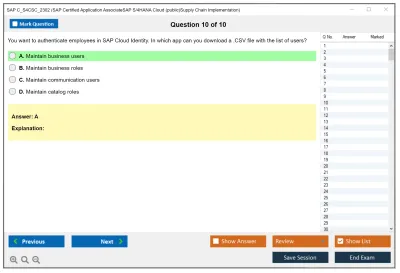 SAP C_S4CSC_2302 SAP Certified Application AssociateSAP S/4HANA Cloud (public)Supply Chain Implementation Practice test exam simulator test engine exam Prep practice test questions answers Image 10