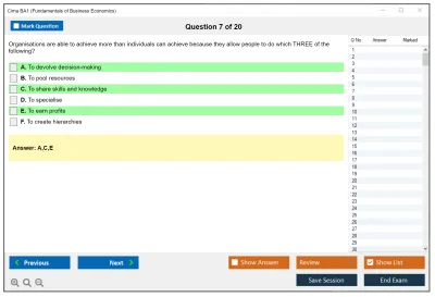 Cima BA1 Fundamentals of Business Economics Practice test exam simulator test engine exam Prep practice test questions answers Image 7
