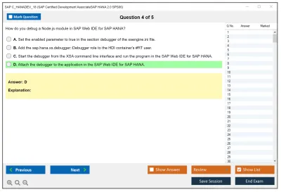 SAP C_HANADEV_18 SAP Certified Development AssociateSAP HANA 2.0 SPS06 Practice test exam simulator test engine exam Prep practice test questions answers Image 4