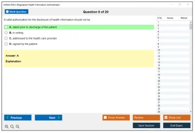 AHIMA RHIA Registered Health Information Administrator Practice test exam simulator test engine exam Prep practice test questions answers Image 9