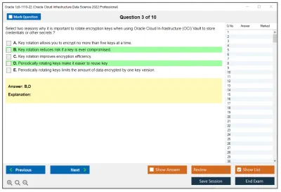 Oracle 1z0-1110-22 Oracle Cloud Infrastructure Data Science 2022 Professional Practice test exam simulator test engine exam Prep practice test questions answers Image 3