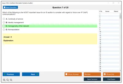 Isaca CISA Certified Information Systems Auditor Practice test exam simulator test engine exam Prep practice test questions answers Image 7