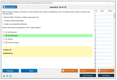 Salesforce Certified-Marketing-Cloud-Consultant Salesforce Certified Marketing Cloud Consultant Practice test exam simulator test engine exam Prep practice test questions answers Image 14