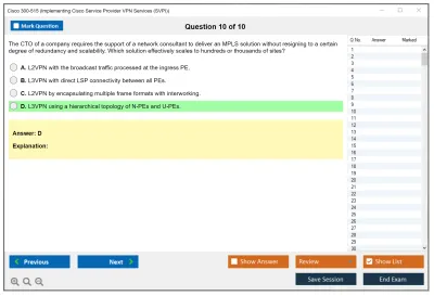 Cisco 300-515 Implementing Cisco Service Provider VPN Services (300-515 SPVI) Practice test exam simulator test engine exam Prep practice test questions answers Image 10