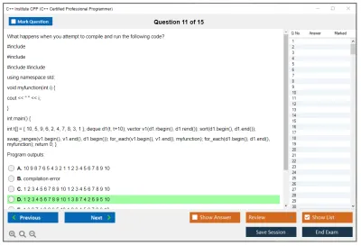 C++ Institute CPP C++ Certified Professional Programmer Practice test exam simulator test engine exam Prep practice test questions answers Image 11