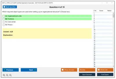 SAP C_THR12_67 SAP Certified Application Associate - SAP HCM with ERP 6.0 EHP7 Practice test exam simulator test engine exam Prep practice test questions answers Image 4