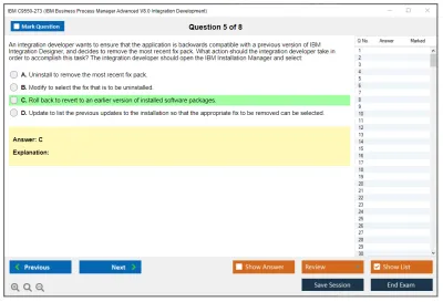 IBM C9550-273 IBM Business Process Manager Advanced V8.0 Integration Development Practice test exam simulator test engine exam Prep practice test questions answers Image 5