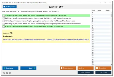 Oracle 1z0-1053-22 Oracle Benefits Cloud 2022 Implementation Professional Practice test exam simulator test engine exam Prep practice test questions answers Image 1