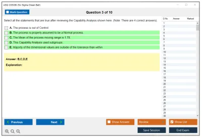 ASQ CSSGB Six Sigma Green Belt Practice test exam simulator test engine exam Prep practice test questions answers Image 3