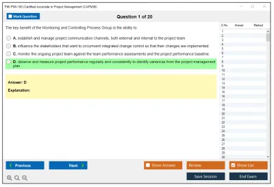 PMI PMI-100 Certified Associate in Project Management (CAPM)® Practice test exam simulator test engine exam Prep practice test questions answers Image 1