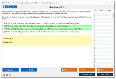 Salesforce Field-Service-Lightning-Cloud-Consultant Field Service Lightning Cloud Consultant Practice test exam simulator test engine exam Prep practice test questions answers Image 4