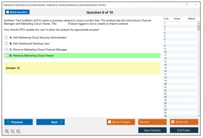 Salesforce Marketing-Cloud-Administrator Salesforce Certified Marketing Cloud Administrator Practice test exam simulator test engine exam Prep practice test questions answers Image 8