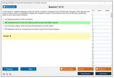 Informatica PR000041 PowerCenter Data Integration 9.x:Developer Specialist Practice test exam simulator test engine exam Prep practice test questions answers Image 7