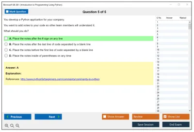 Microsoft 98-381 Introduction to Programming Using Python Practice test exam simulator test engine exam Prep practice test questions answers Image 5
