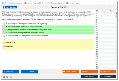 Salesforce Development-Lifecycle-and-Deployment-Designer Salesforce Certified Development Lifecycle and Deployment Designer Practice test exam simulator test engine exam Prep practice test questions answers Image 2