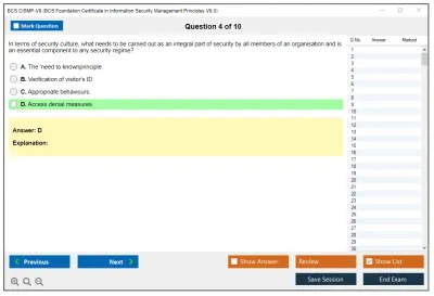 BCS CISMP-V9 BCS Foundation Certificate in Information Security Management Principles V9.0 Practice test exam simulator test engine exam Prep practice test questions answers Image 4