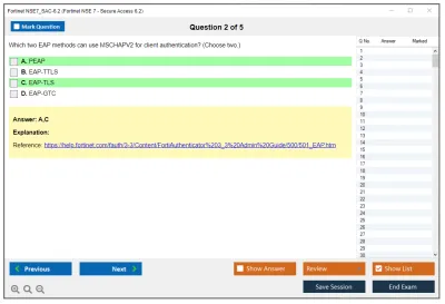 Fortinet NSE7_SAC-6.2 Fortinet NSE 7 - Secure Access 6.2 Practice test exam simulator test engine exam Prep practice test questions answers Image 2