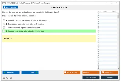 SAP C_ACTIVATE05 SAP Certified Associate - SAP Activate Project Manager Practice test exam simulator test engine exam Prep practice test questions answers Image 7
