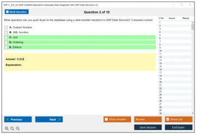 SAP C_DS_42 SAP Certified Application Associate Data Integration with SAP Data Services 4.2 Practice test exam simulator test engine exam Prep practice test questions answers Image 2