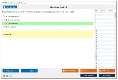 AFP CTP Certified Treasury Professional Practice test exam simulator test engine exam Prep practice test questions answers Image 16