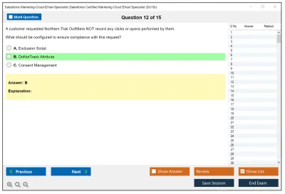 Salesforce Marketing-Cloud-Email-Specialist Salesforce Certified Marketing Cloud Email Specialist Practice test exam simulator test engine exam Prep practice test questions answers Image 12