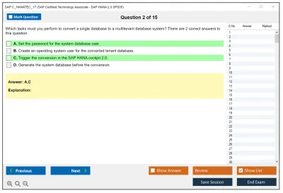 SAP C_HANATEC_17 SAP Certified Technology - SAP HANA 2.0 SPS05 Practice test exam simulator test engine exam Prep practice test questions answers Image 2