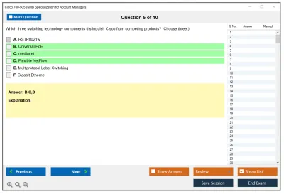 Cisco 700-505 SMB Specialization for Account Managers Practice test exam simulator test engine exam Prep practice test questions answers Image 5