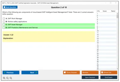 SAP C_TS413_2020 SAP Certified Application Associate - SAP S/4HANA Asset Management Practice test exam simulator test engine exam Prep practice test questions answers Image 2