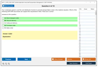 SAP C_S4TM_2020 SAP Certified Associate - Transportation Management in SAP S/4HANA Practice test exam simulator test engine exam Prep practice test questions answers Image 4