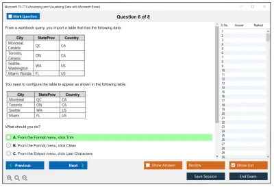 Microsoft 70-779 Analyzing and Visualizing Data with Microsoft Excel Practice test exam simulator test engine exam Prep practice test questions answers Image 6