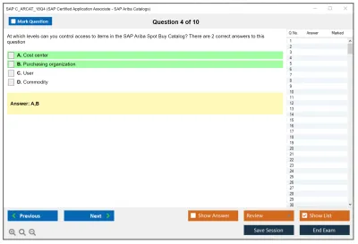 SAP C_ARCAT_18Q4 SAP Certified Application Associate - SAP Ariba Catalogs Practice test exam simulator test engine exam Prep practice test questions answers Image 4