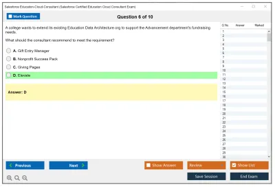 Salesforce Education-Cloud-Consultant Salesforce Certified Education Cloud Consultant Practice test exam simulator test engine exam Prep practice test questions answers Image 6