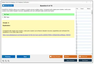Alibaba Cloud ACA-Database ACA Database Certification Practice test exam simulator test engine exam Prep practice test questions answers Image 6