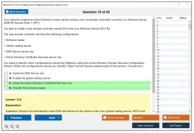 Microsoft 70-410 Installing and Configuring Windows Server 2012 Practice test exam simulator test engine exam Prep practice test questions answers Image 10