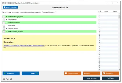IBM C1000-082 IBM Spectrum Protect V8.1.9 Administration Practice test exam simulator test engine exam Prep practice test questions answers Image 4