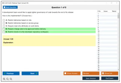 IBM C2010-825 Rational Team Concert V6 Practice test exam simulator test engine exam Prep practice test questions answers Image 1