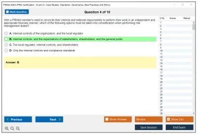 PRMIA 8004 PRM Certification - Exam IV: Case Studies; Standards: Governance, Best Practices and Ethics Practice test exam simulator test engine exam Prep practice test questions answers Image 4