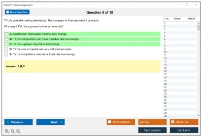 Cima P3 Risk Management Practice test exam simulator test engine exam Prep practice test questions answers Image 8
