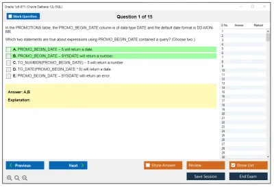 Oracle 1z0-071 Oracle Database 12c SQL Practice test exam simulator test engine exam Prep practice test questions answers Image 1